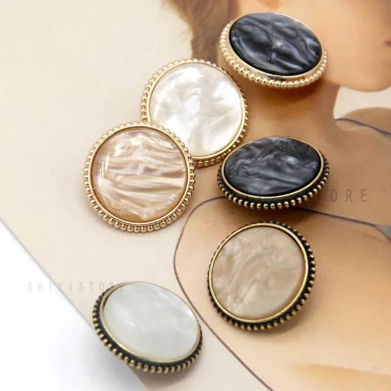 16/23/20/25mm Vintage Buttons Women Blazer Gold Metal Buttons For Clothes Round Flat Suit Retro Decorations Handmade DIY Crafts