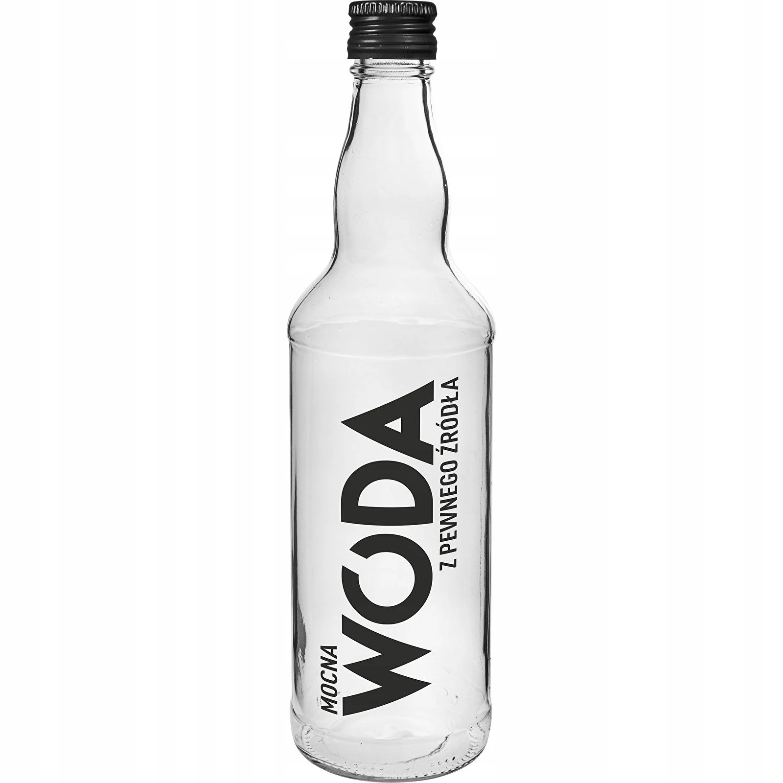 Glazen fles met het woord Strong Water 0,5 L