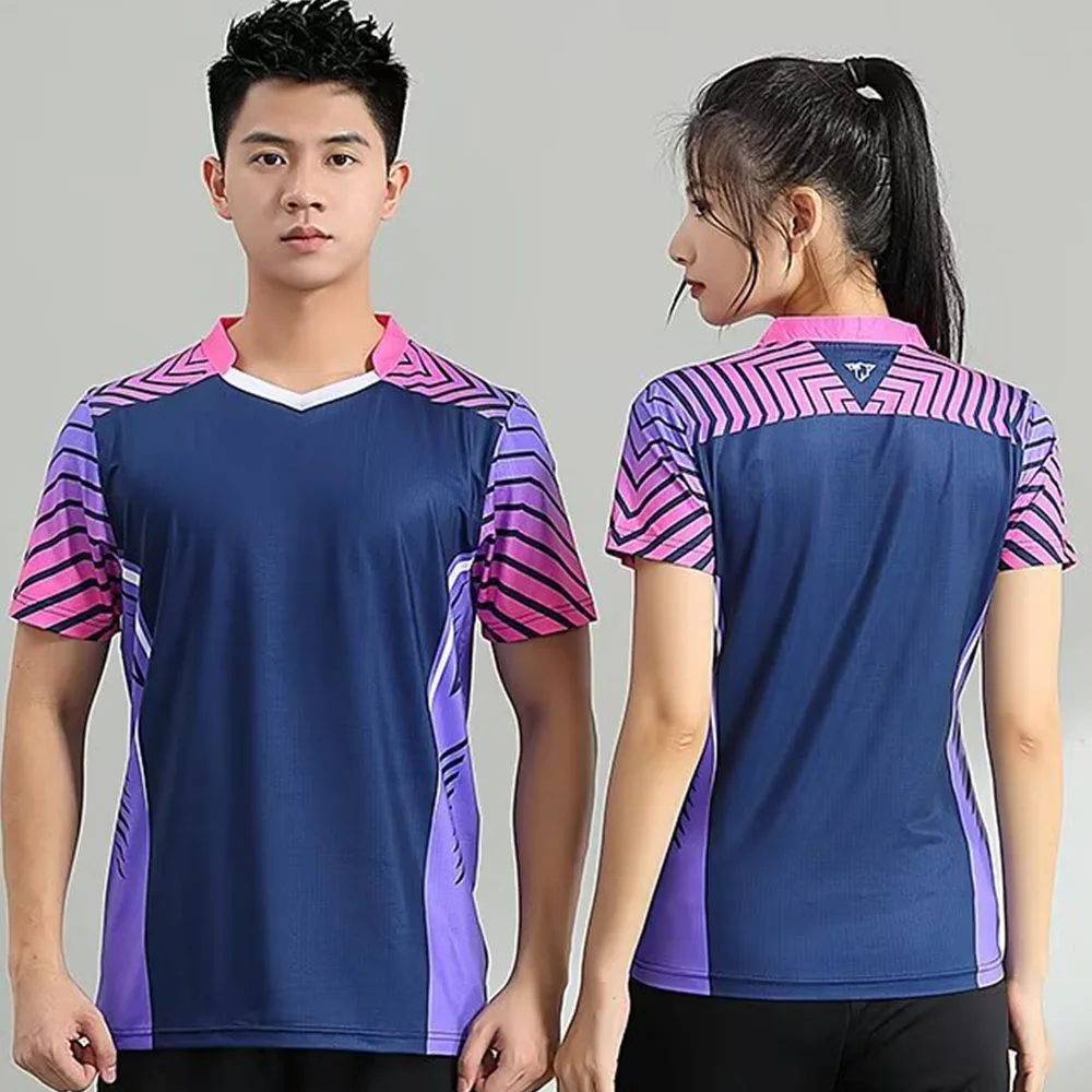 Short Sleeve Sports Tennis T-shirt Jersey for Men Women 2024 Summer Quick Dry Print Table Tennis Ping Pong Badminton Uniform Top