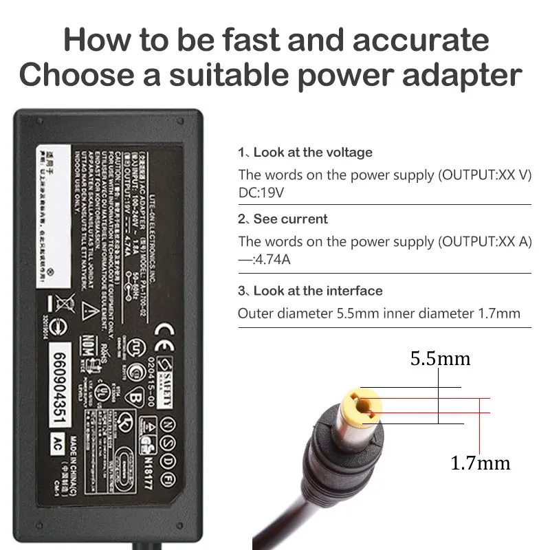 Nieuwe 19.5V 4.74A 90W 5.5Mm * 1.7Mm Ac Laptop Adapter Voor Acer 4741G 4820T 5750G 4552G E5-572G 573G Notebook Lader