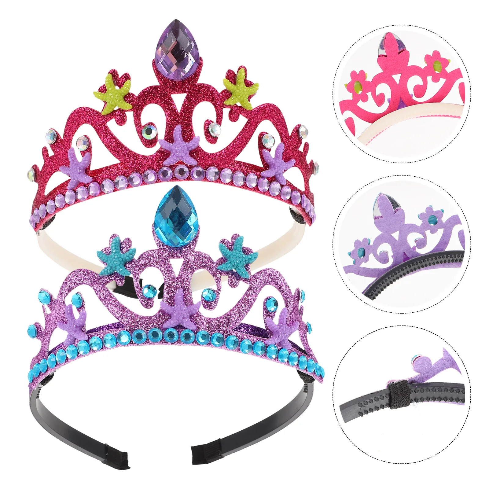 

2Pcs Ocean Style Seastar Crown Headdress for Girls Birthday Party Festival Stage Performance Daily Wear Decorative Kids Tiara