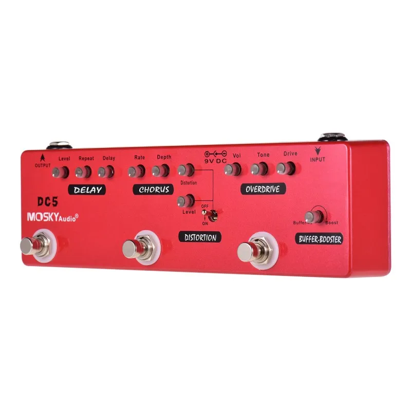 MOSKYAUDIO DC5 Guitar Multi-Effect Pedal Booster Buffer Delay Chorus Distortion Overdrive Effect Pedal True Bypass Stage Audio