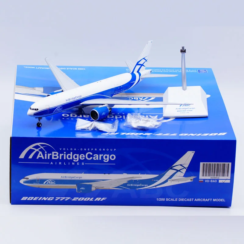 XX20054C Alloy Collectible Plane Gift JC Wings 1:200 Air Bridge Cargo Interactive Boeing B777F Diecast Aircraft Jet Model VQ-BAO