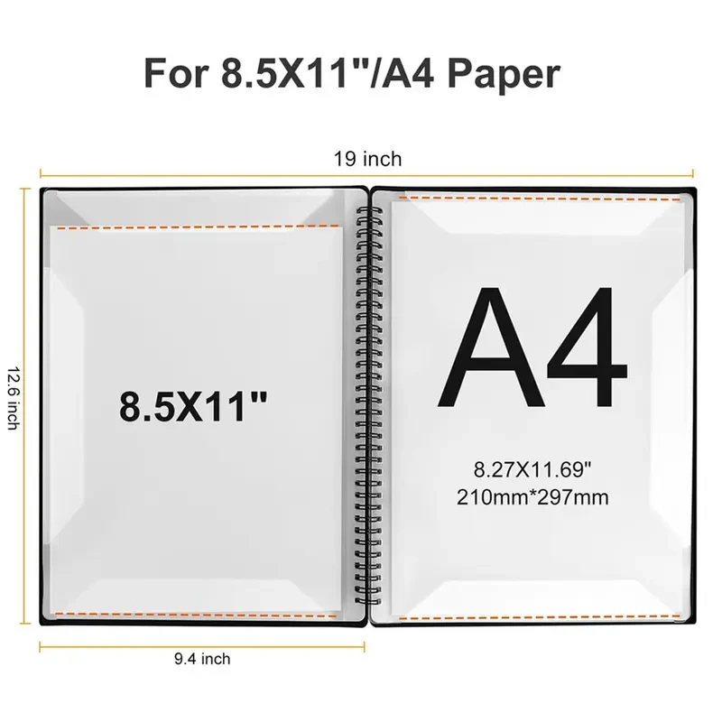 Carpeta para partituras tamaño A4, libro de partituras con 30 espirales, papel para partituras con capacidad para 60 hojas, adecuado para almacenar y organizar partituras.