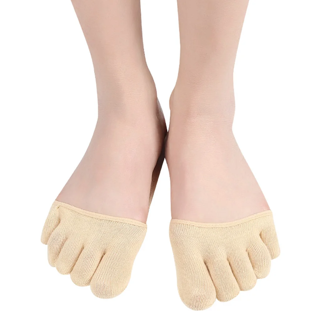 2Pairs غير مرئية المضادة للانزلاق نصف الجوارب للنساء تنفس القطن الأمامية الجوارب امتصاص الرطوبة مريحة عالية الكعب تو