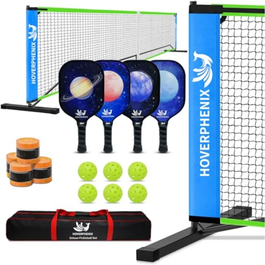 

Pickleball Net for Driveway 22FT Regulation Size Pickleball Net with Paddles Set of 4 Pickleballs and Carry Bag for Outdoor Ind