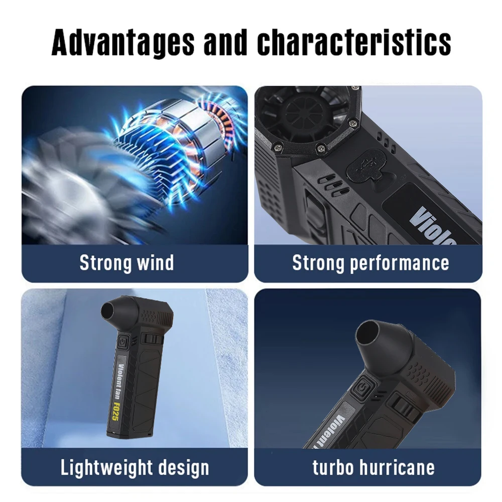 

500000RPM Violent Fan Brushless Motor Electric Turbo Jet Fan 8000mAh Rechargeable Electric Air Duster Powerful Air Blower Dry