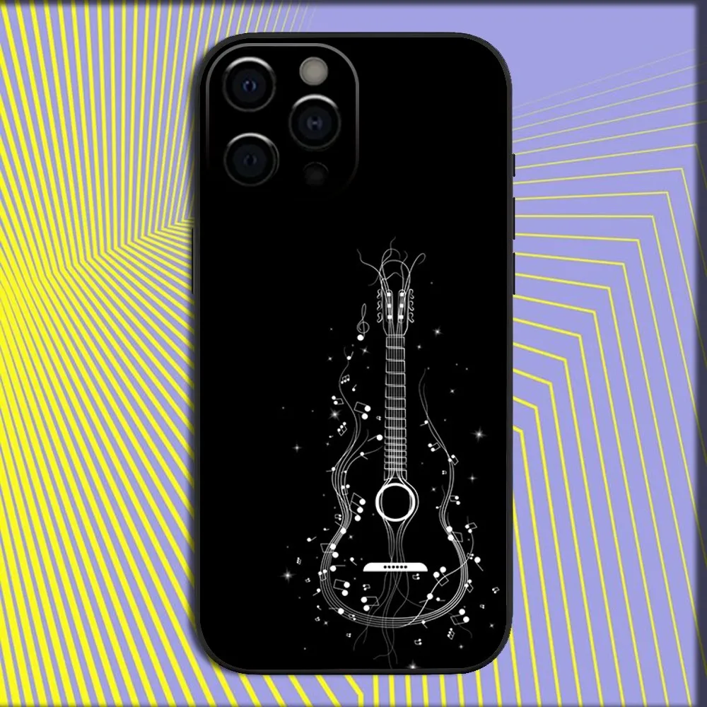 Music Guitar Musical instrument Phone Case For iPhone 16,15,14,13,12,11,Pro,X,XS,Max,XR,Plus,Mini Soft Black Cover