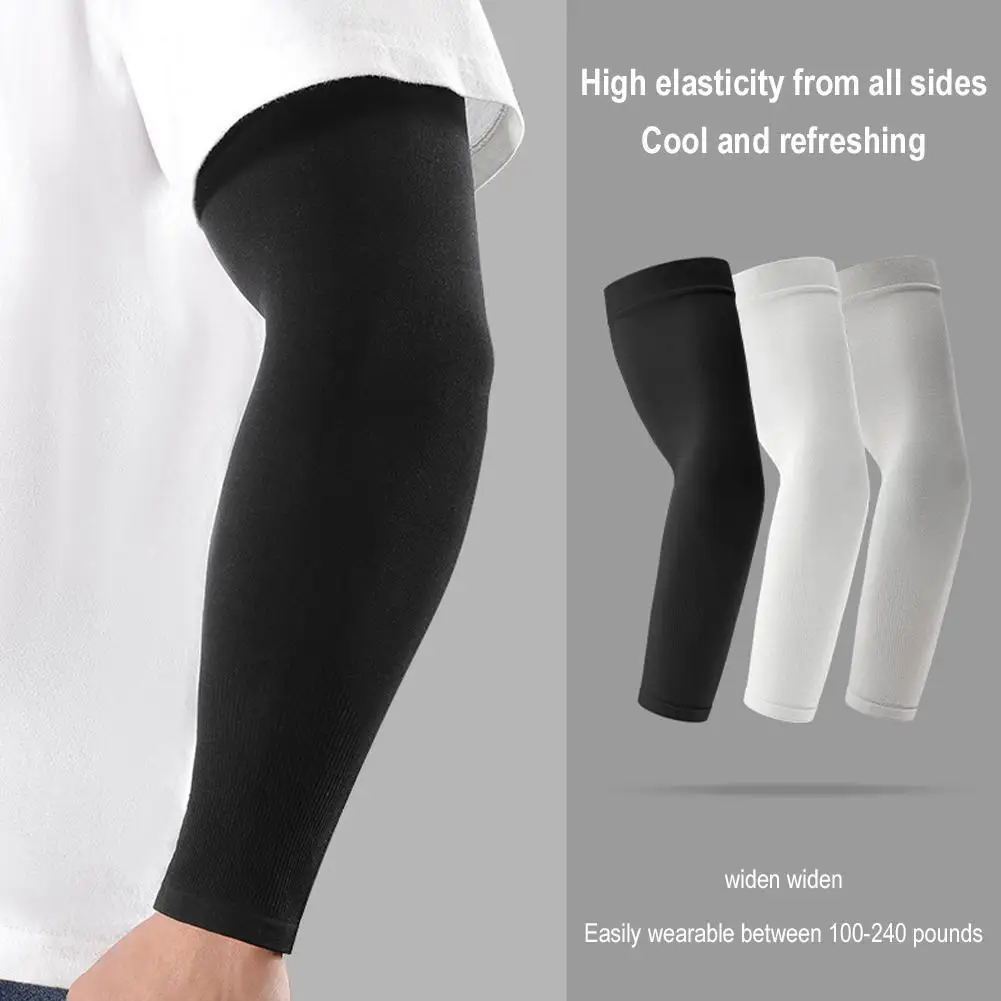 1 pair Summer Sun Protection Sleeves for Men Women Non-Slip Breathable Cooling Outdoor Basketball Cycling Sport Sleeves