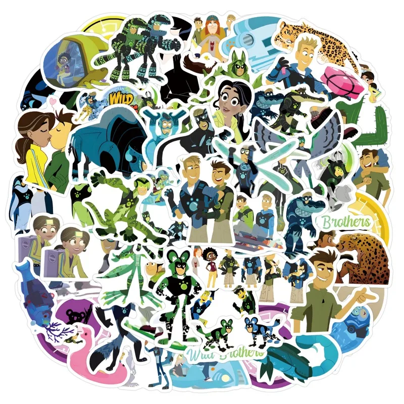 สติกเกอร์ลายกราฟฟิตี้แอนิเมชั่นไวลด์ครัตส์ 55 ชิ้น สำหรับตกแต่งกระเป๋าเดินทาง แล็ปท็อป คอมพิวเตอร์ กีตาร์ ของเล่นคลาสสิกสำหรับเด็ก DIY