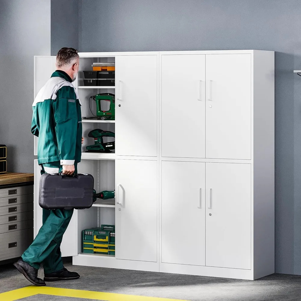 

Metal Storage Cabinet with Lock Door, Adjustable Shelf Steel Cabinets for Office, Home,Pantry,Kitchen,Garage Utility Cabinet