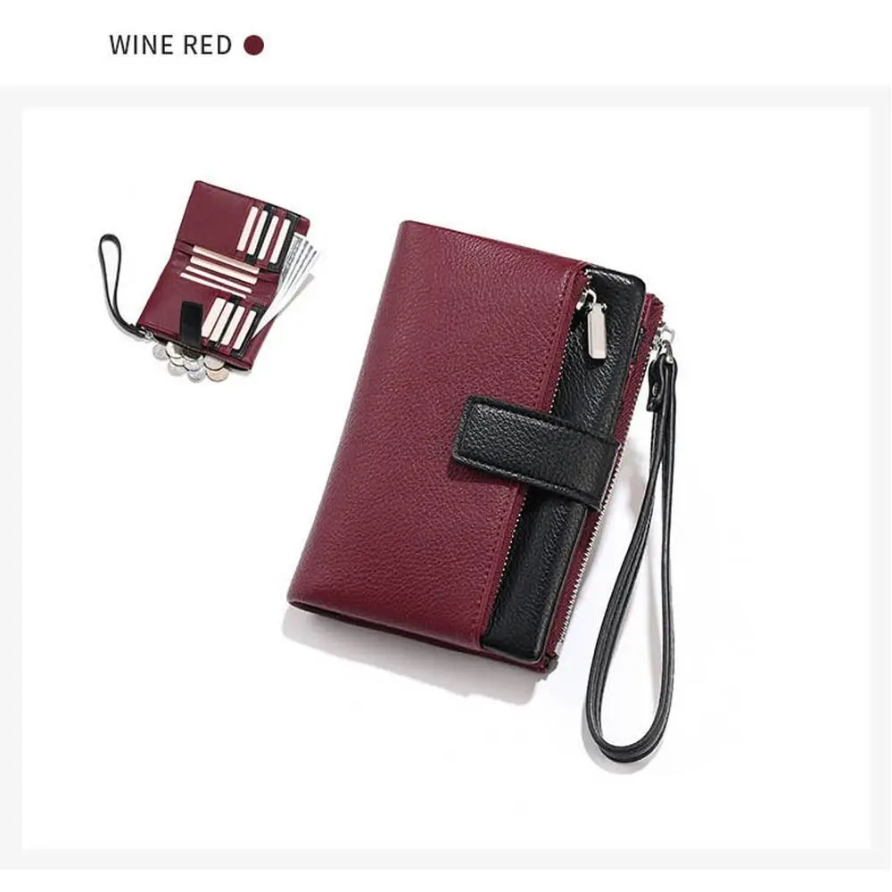 Fashion PU Leather Ladies Clutch Wallet Large Capacity Two-Fold Coin Purse Color Splicing Ultra-Light Card Holder Daily Use