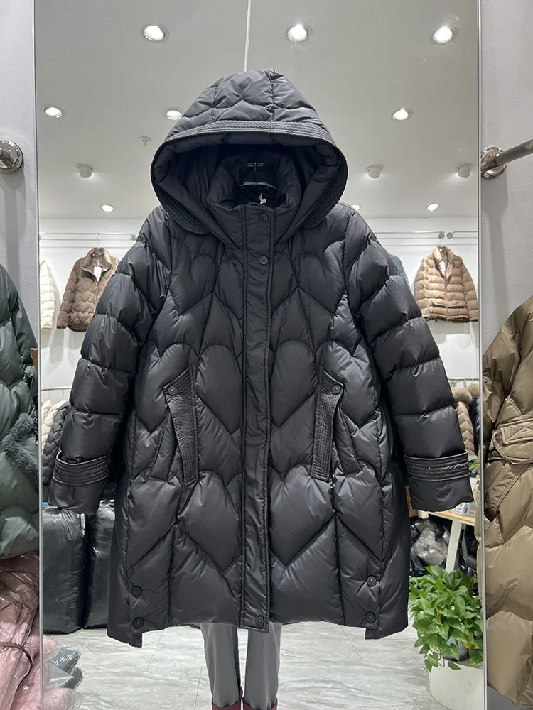 Winter Lange Donsjack Met Capuchon Damesjas Pluizig Winddicht Warm 2024 Nieuwe Verdikte Witte Eendendons Losse Warme Casual Parka's