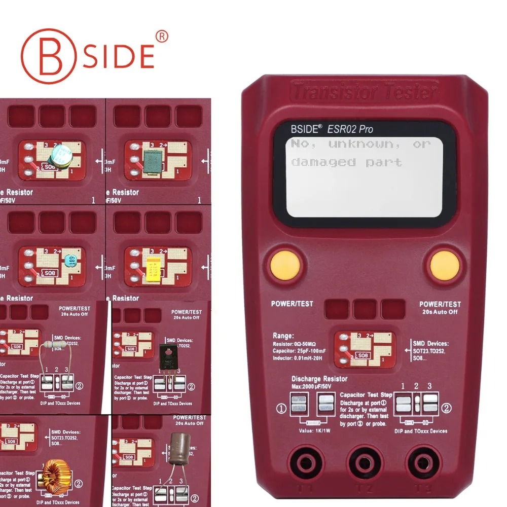 SMD Components Diode Triode Resistor Capacitor Inductor Meter Multimeter ESR02 PRO Digital Transistor Tester