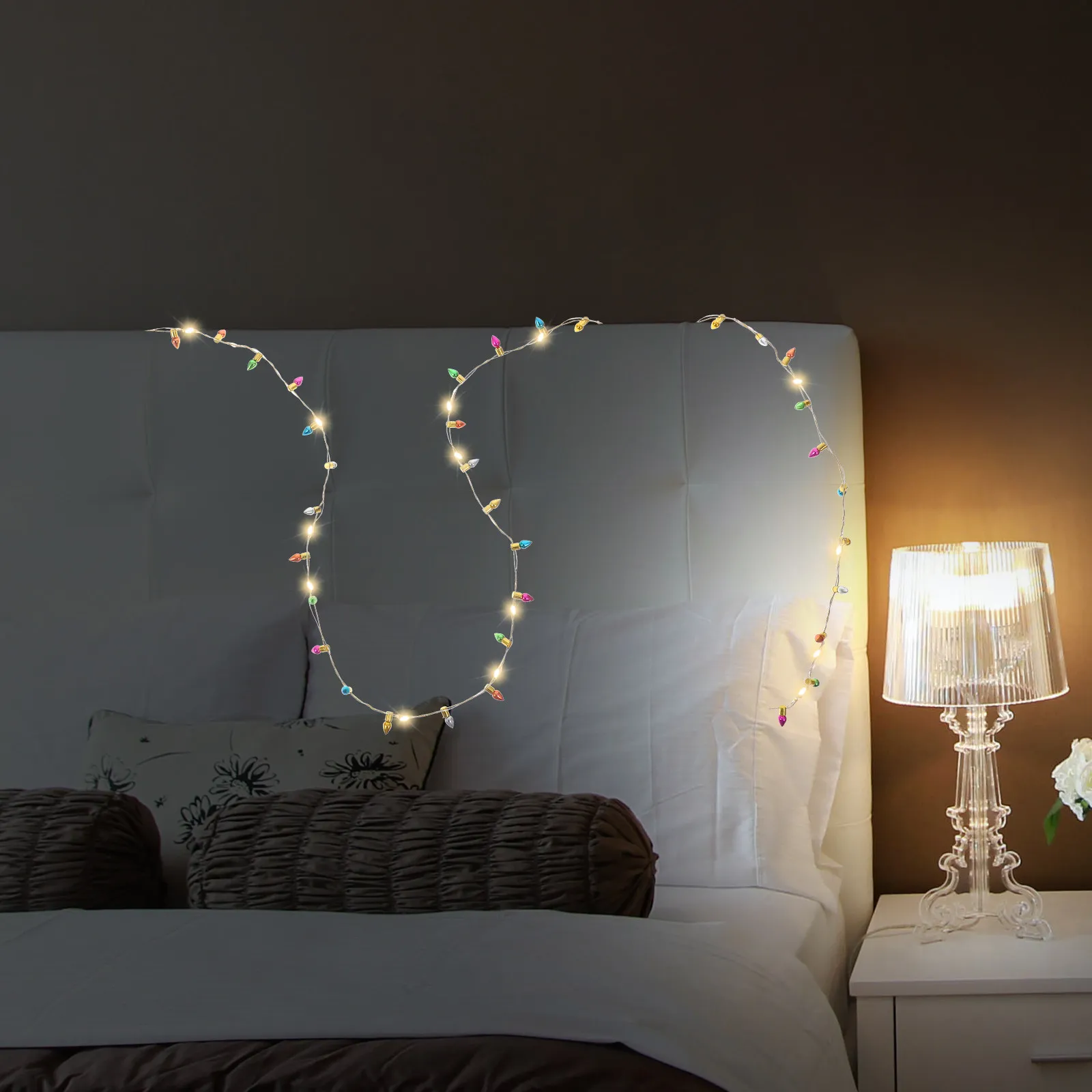 

2Pcs Tiny Fairy String Lights - Christmas Decoration for Miniature House - LED Fake Lights for Dollhouse Decor - Small Craft