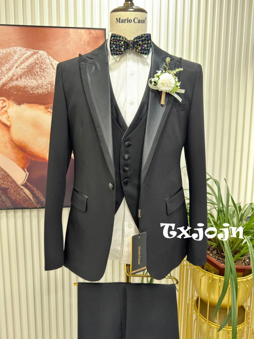 

Black Men's Slim Fit Suits 3 Pieces Business Party Wear Chic Classic Suit Set For Men Dancing Outfit Wedding Groom Sets S-3XL