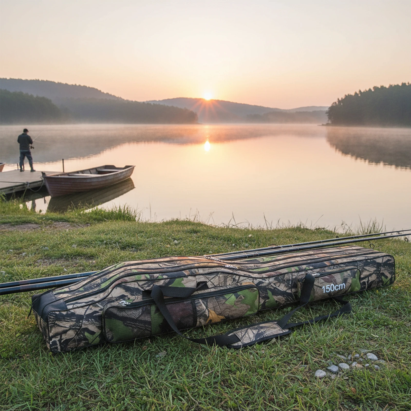 

3 Layers Fishing Rod Case Portable Folding Fishing Pole Bag for Fishing Camping Hiking Traveling