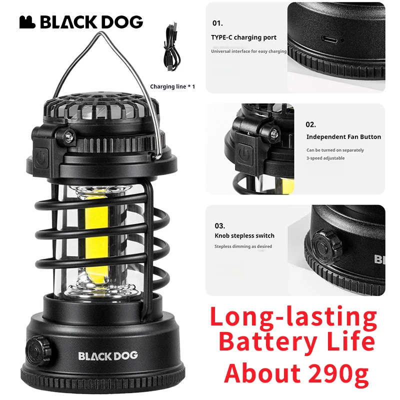 

Naturehike BLACKDOG Outdoor Fan Light Knob Style Infinite Dimming Folding Fan With 120° Adjustment Long-Lasting Battery Life Of