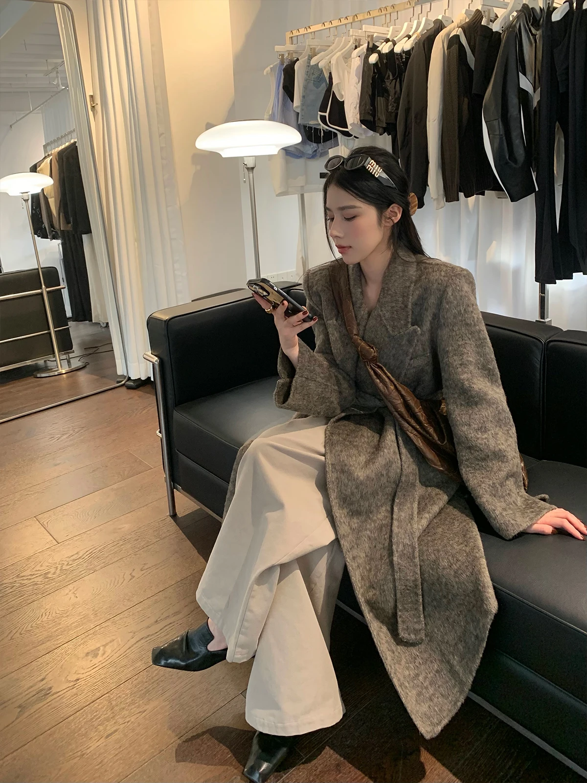 

NICEJJ Thiened двустороннее шерстяное пальто ey женское осенне-зимнее пальто Faion Ele Sle корейский прямой крой Long Sve