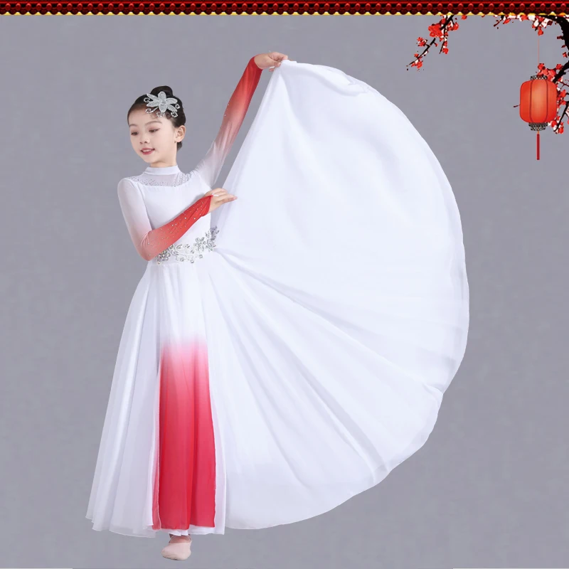 زي أداء تنورة متأرجحة كبيرة أنيقة للرقص الصيني، زي أداء جوقة الرقص #5