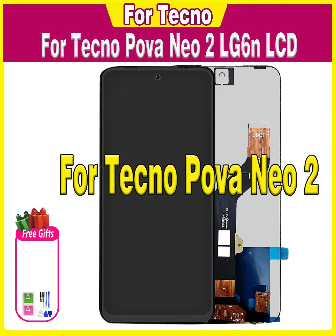 

ЖК-дисплей 6,82 дюйма для Tecno Pova Neo 2, ЖК-дисплей LG6n, сменный сенсорный экран для Pova Neo2, ЖК-дигитайзер в сборе