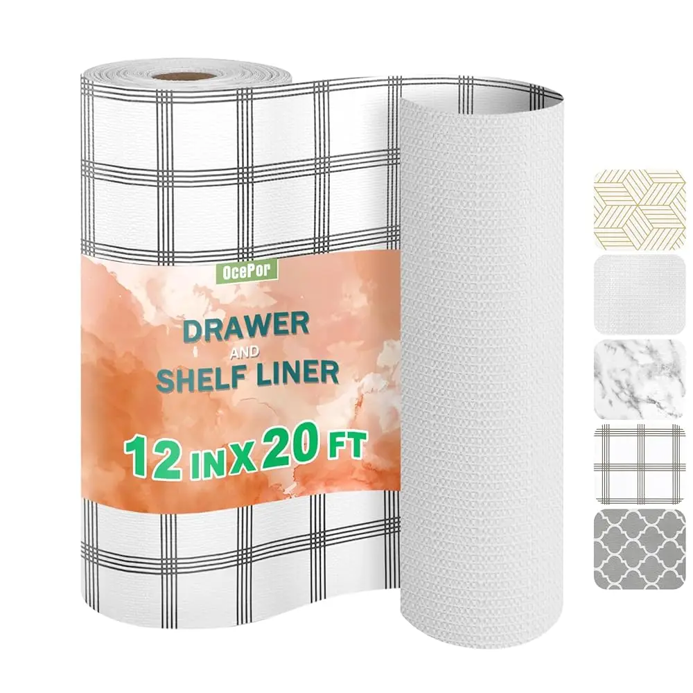 

Non-Adhesive Drawer And Shelf Liner 12In X 20Ft，Non Slip Cabinet And Cupboard Liner, Kitchen Cabinet Liners For Shelves,