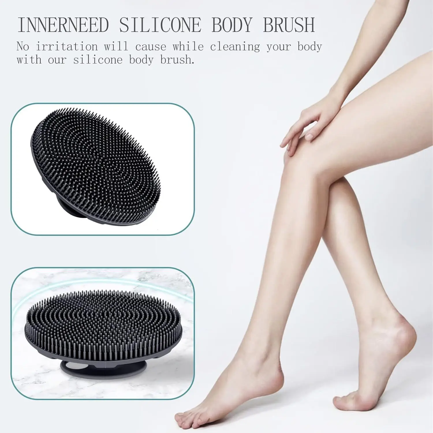 1 PC Food-Grade Soft Silicone Body Scrubber Shower Brush, Black | Handheld Cleansing Skin Brush, Gentle Exfoliating
