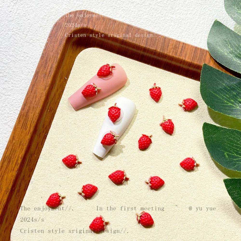 50 個樹脂イチゴネイルデコレーションマカロン色の爪工芸品ネイルアートチャーム模擬漫画イチゴネイルステッカー