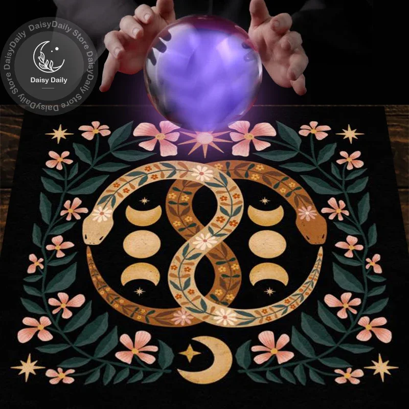 الشمس القمر الأفعى التارو حصيرة التارو القماش مذبح ضريح النبات زهرة مفرش المائدة القماش العرافة مذبح القماش مجلس بطاقة الألعاب وسادة ديكور