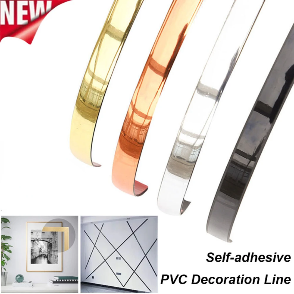 1Roll 3M Self-adhesive PVC Glossy Wall Sticker with Inner and Outer Corner Edge Banding and Edge Protection Line Decoration