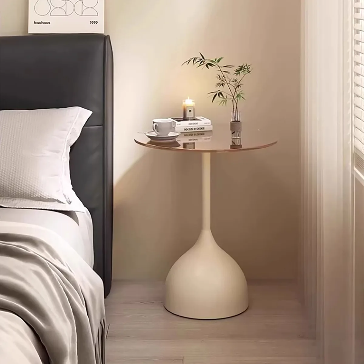 Cross-border new coffee table bedside table replacement wrought iron round table tempered glass edge
