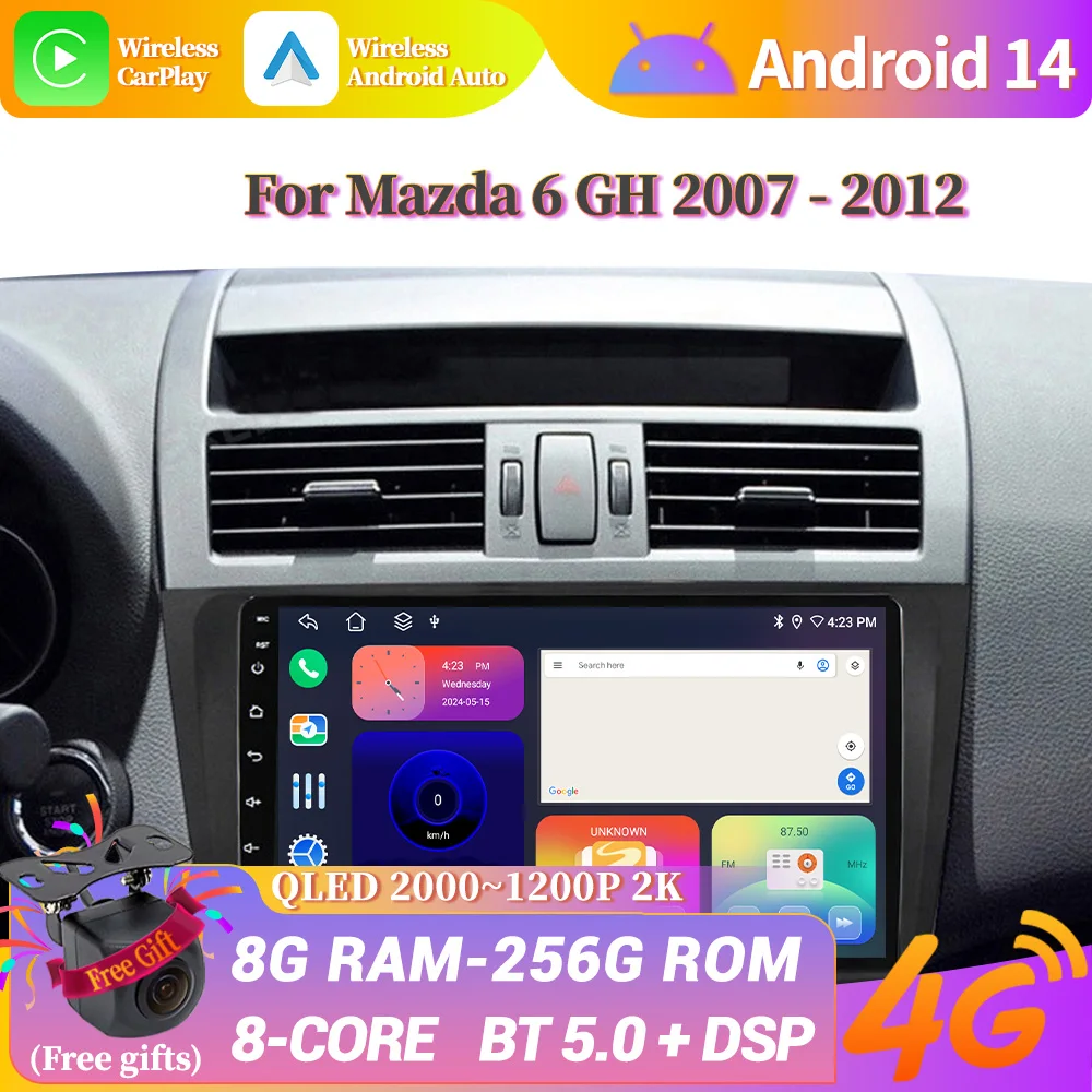 

Android 14 для Mazda 6 GH 2007-2012 Автомобильный радиоприемник Мультимедийный видеоплеер Навигация 4G GPS Мультимедиа Автомобильный интеллектуальный сенсорный экран