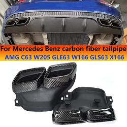 For Mercedes C-Class W205 C63 S-Class W222 S63 GLE63 GLS63 Exhaust Pipe Upgrade AMG Carbon Muffler Tip Nozzle