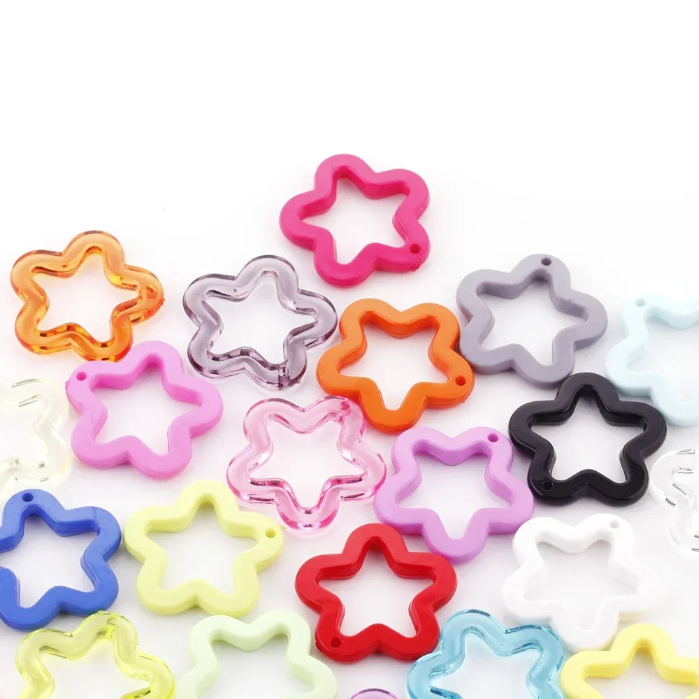 20pcs Acrylic Star Pendants Hollow Five-pointed Stars Charms for Necklace Bracelet Earring Keychain Diy Jewelry Making Supplies