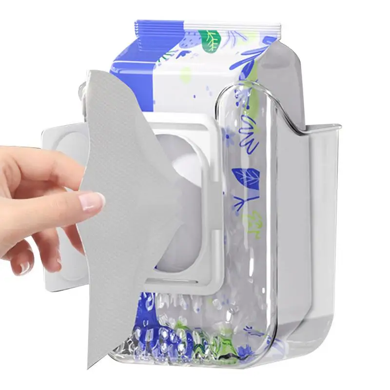 Dispensador de toallitas para baño, dispensador de pañuelos sin perforaciones, caja de papel para limpiar las manos, contenedor de toallitas rellenables para Cocina