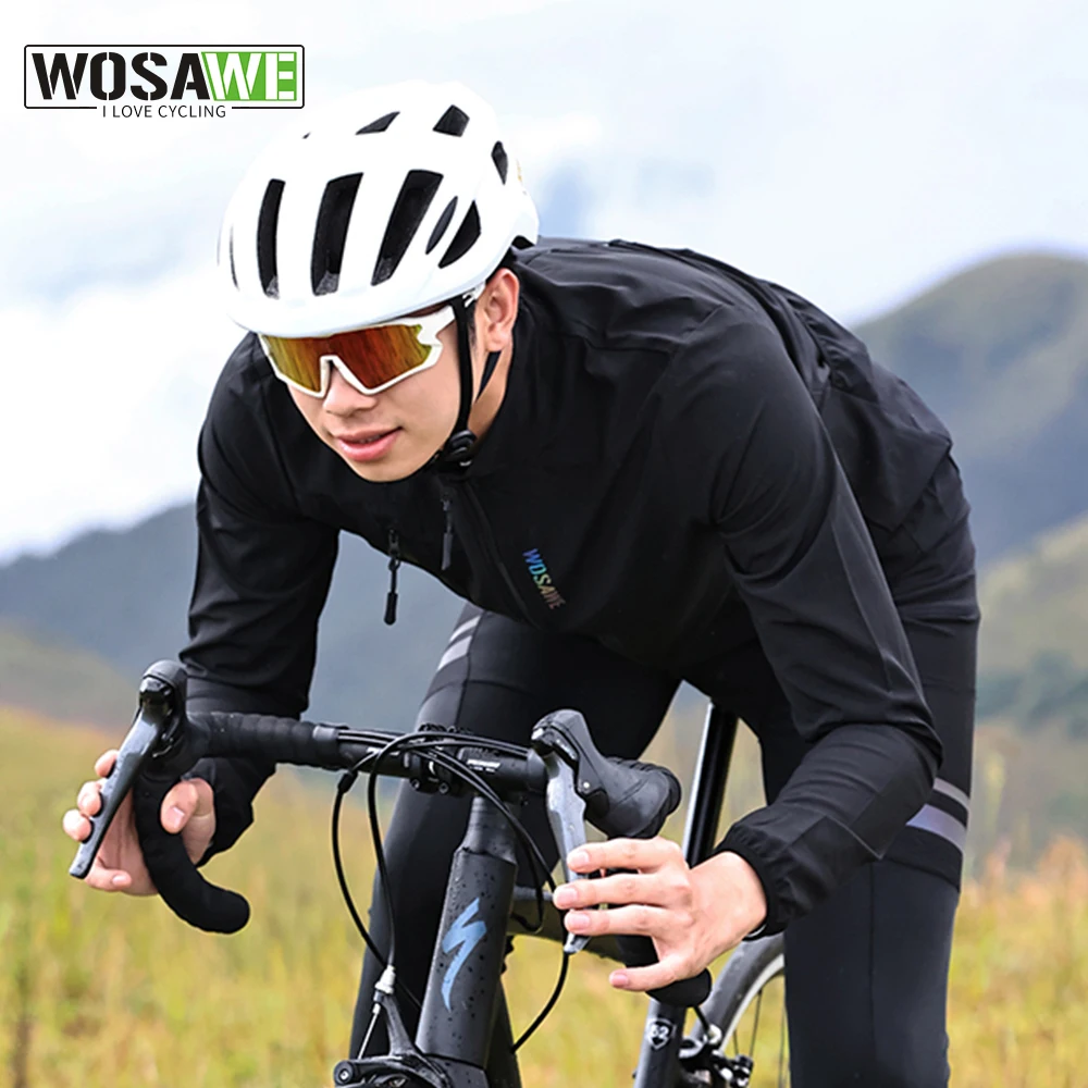 

WOSAWE Men's Cycling Windbreaker Gravel Man Bicycle Windshield Jacket Bike Vest Gilet MTB Racing Long Sleeve Coat Wind Jacket