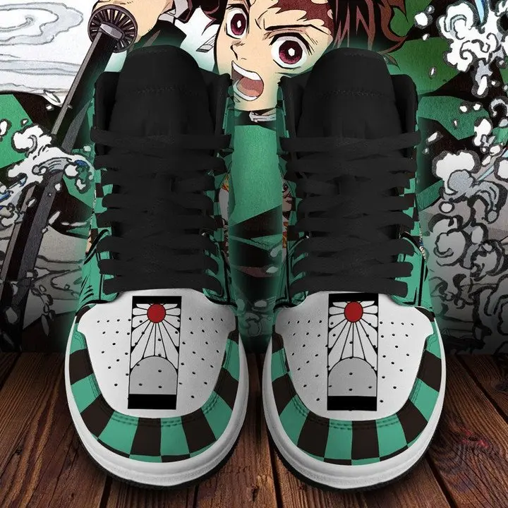 Sepatu pria Anime Demon Slayer Anime sepatu Cosplay Tanjirou kasual pria sepatu High Top Anime sepatu lari Sneakers