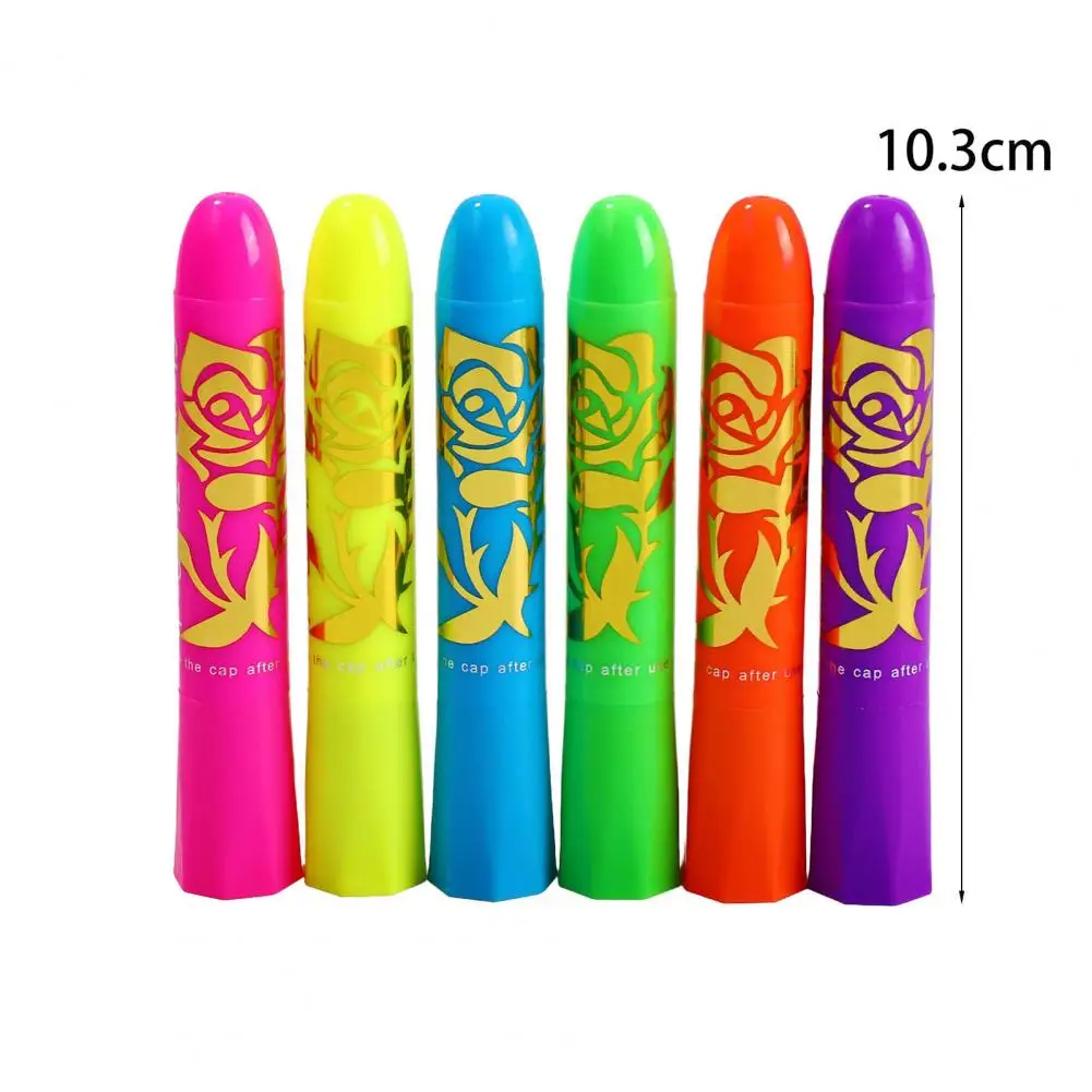 6 szt. Kredki do makijażu twarzy 5G, świecące w ciemności, fluorescencyjne, na bazie wody, do UV i podświetlenia czarnego, dla dzieci i dorosłych, na imprezy, cosplay i makijaż.