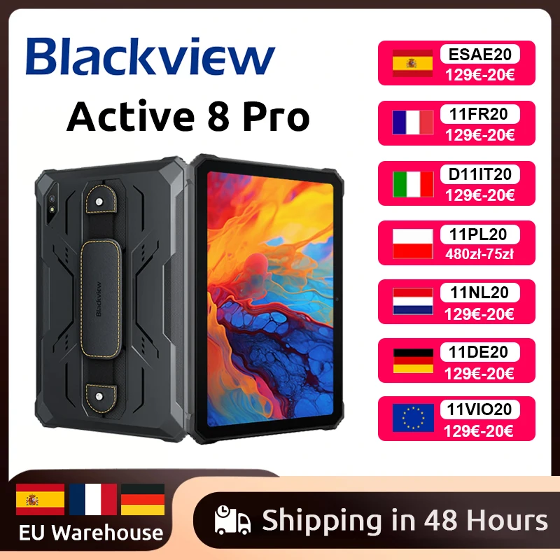 Blackview Active 8 Pro أقراص متينة أندرويد 14 10.36 2.4K عرض Helio G99 16GB 256GB كمبيوتر لوحي 22000mAh