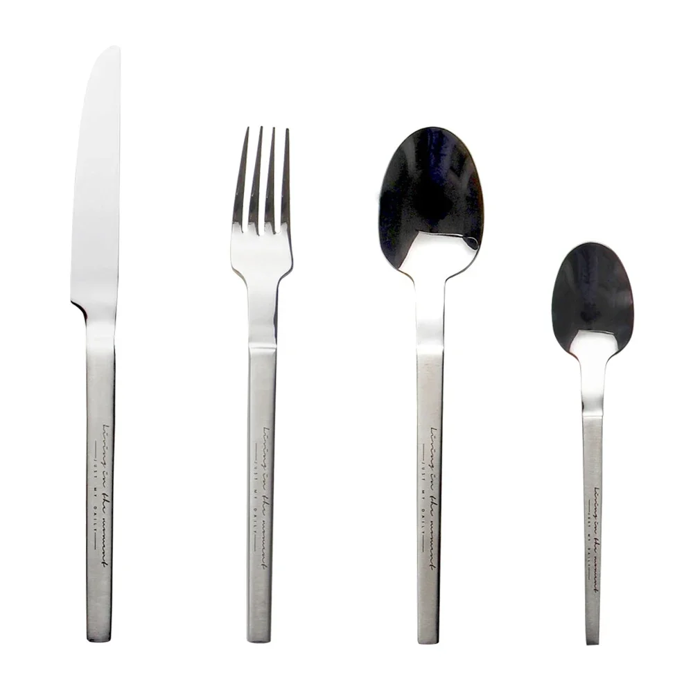 4pcs 304 Stainless Steel Dinnerware Cutlery Set Western Tableware Steak Knife Fork Tea Spoon Kitchen Flatware Dishwasher Safe