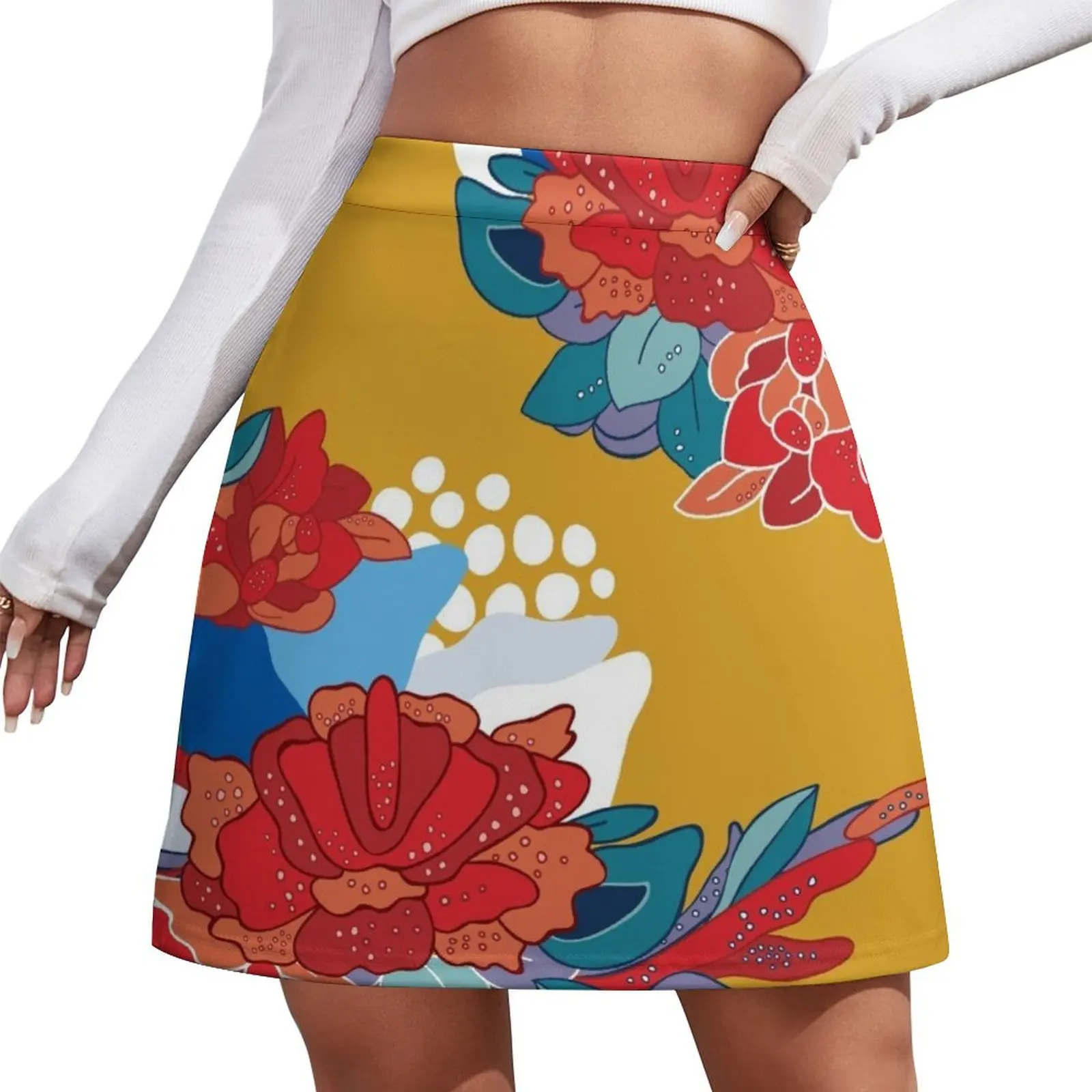

Hand drawn floral seamless pattern inspired by Asia and Japan Mini Skirt Women skirt luxury clothes women short skirt