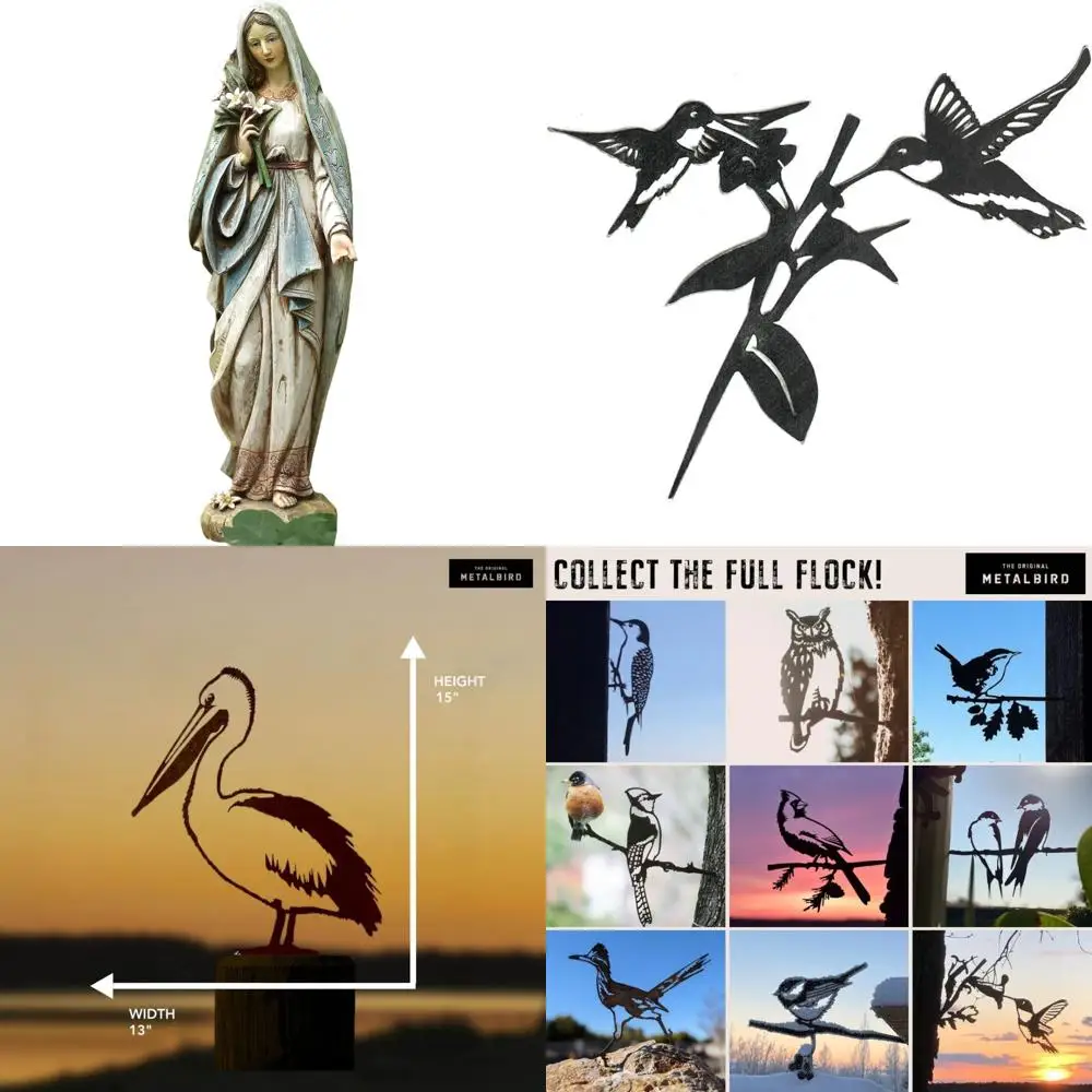 

Садовая фигурка из камня из смолы цвета слоновой кости 4,5 x 12,25: букет лилий Мэри держит, элегантное украшение для улицы