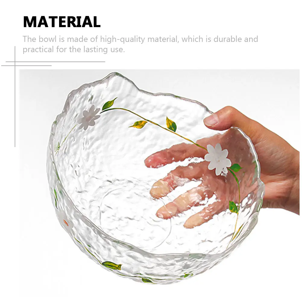 

1Pcs Premium Glass Fruit Bowl Chic Daisy Pattern Design Fine Craftsmanship Decorative Serving Bowl for Snack Dessert Salad