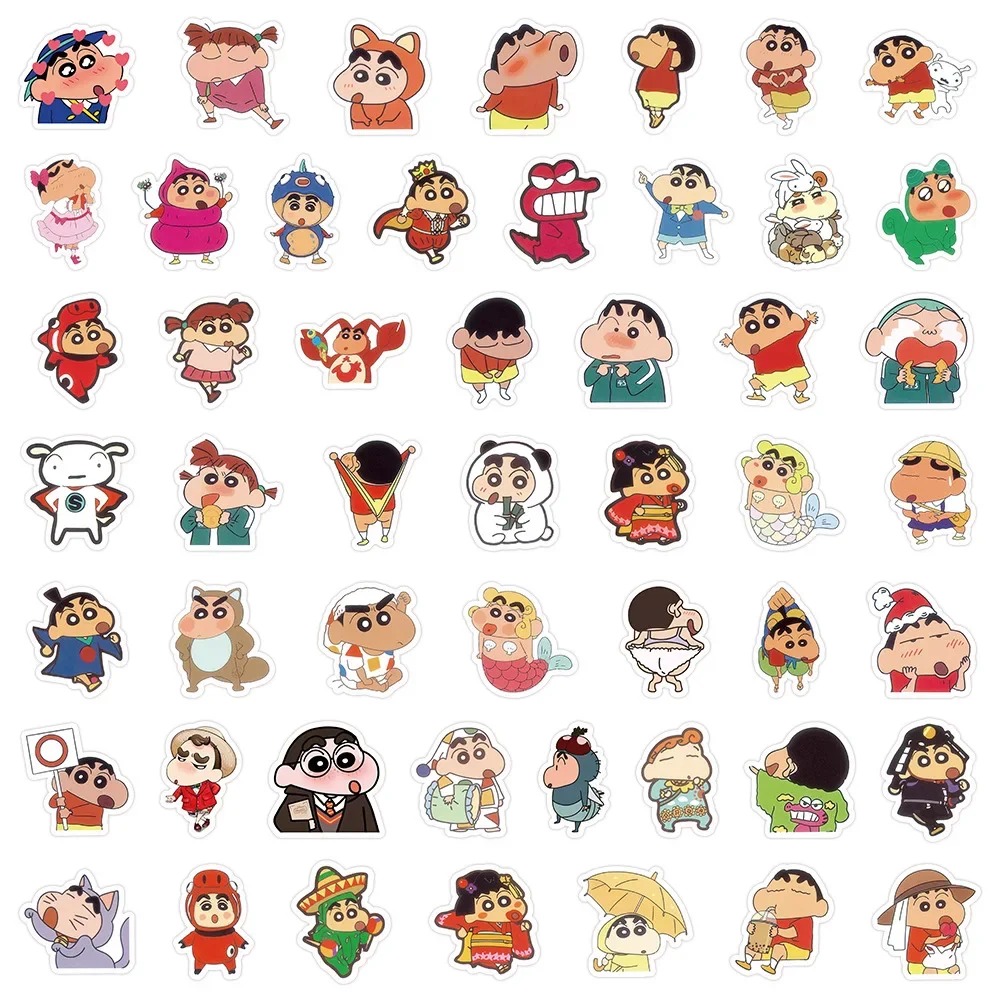 100Pcs/set New Cartoon Anime Crayon Shin-chan Kawaii Figure Waterproof Graffiti trunk laptop cup Skateboard DIY Sticker Gifts