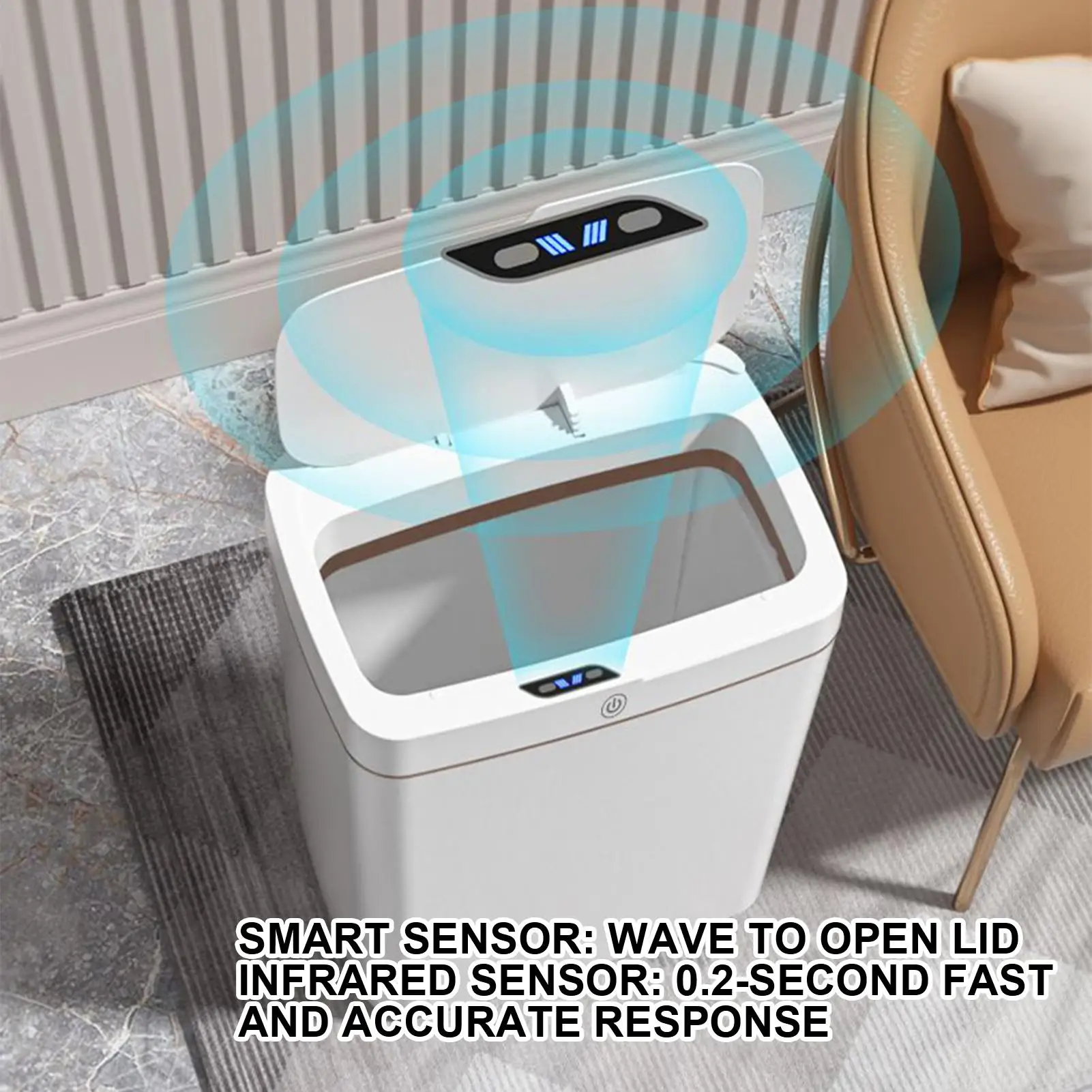 

Автоматический мусорный бак для ванной комнаты, автоматический бесконтактный мусорный бак 18 л для кухни, ванной комнаты, анти-запах, автоматическое открытие для колледжа