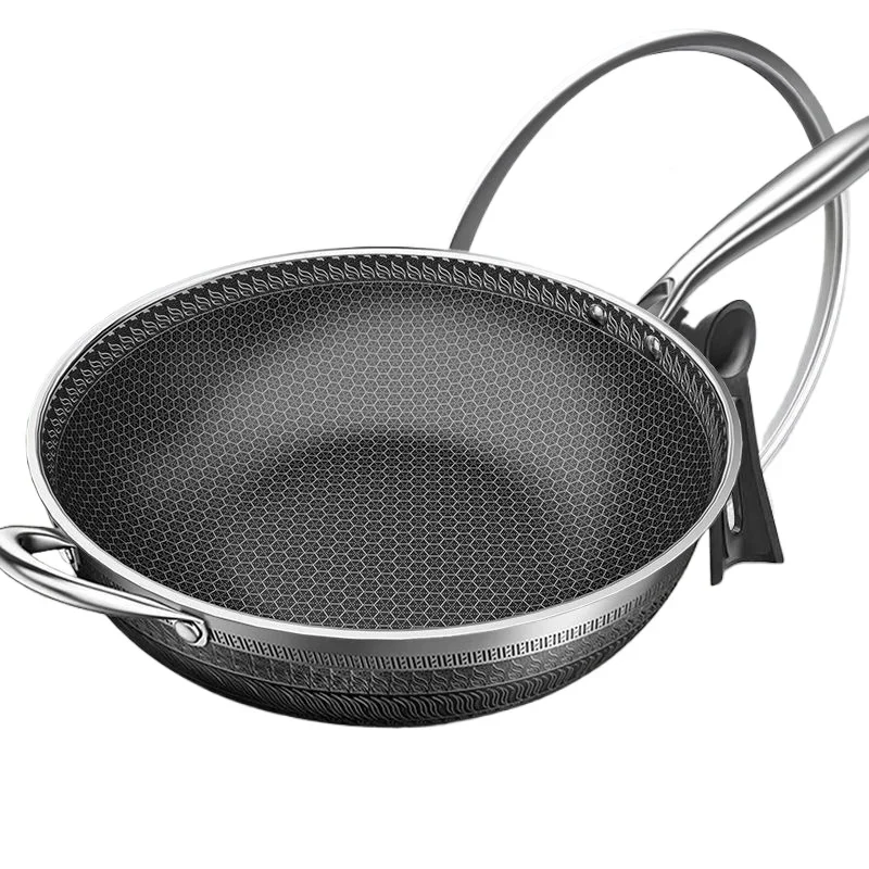 

32cm Frying Pan,Stainless Steel Skillet Nonstick Fry Pans Chefs Pans Wok Pan for Gas Electric Induction Ceramic Stoves