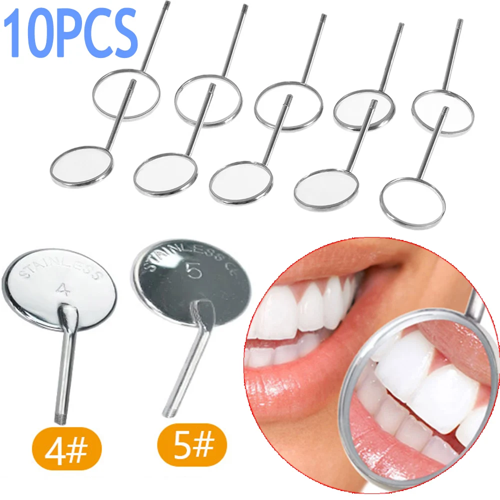 4#/5# Dental Mouth Mirror 10Pcs Oral Hygiene Care Tool Stainless Steel Reflector Oral Mirror Dentist Tools