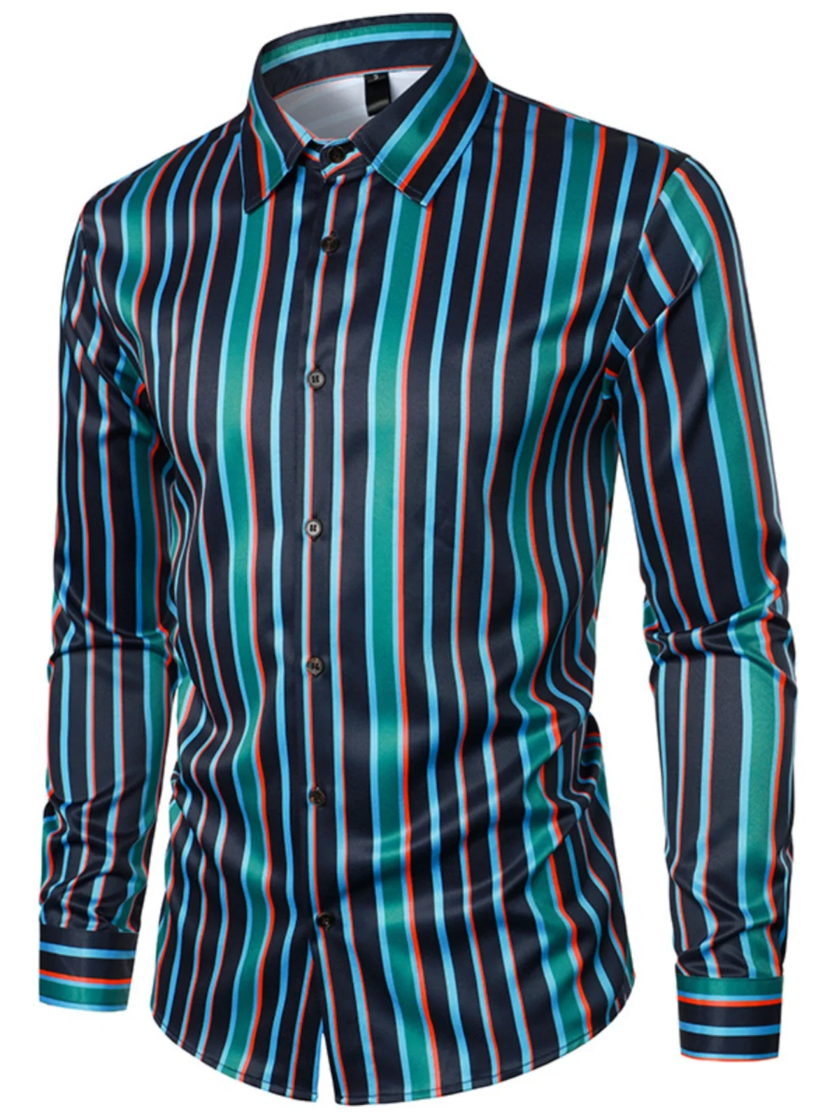 

Men's Long Sve Lapel Striped irt Slim Fit Youthful Trend Summer Casual Wear Other Material 00% European And American Sle