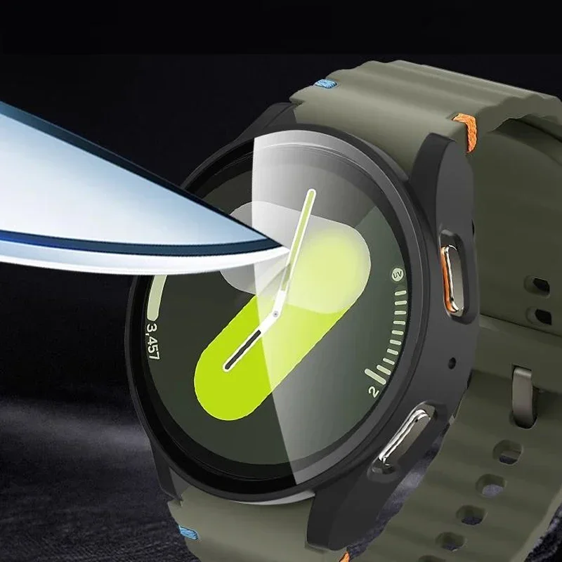 Tempered Glass+PC Case for Samsung Galaxy Watch 7/6/5/4 cover 44mm 40mm Full bumper screen protector Galaxy watch FE Accessories