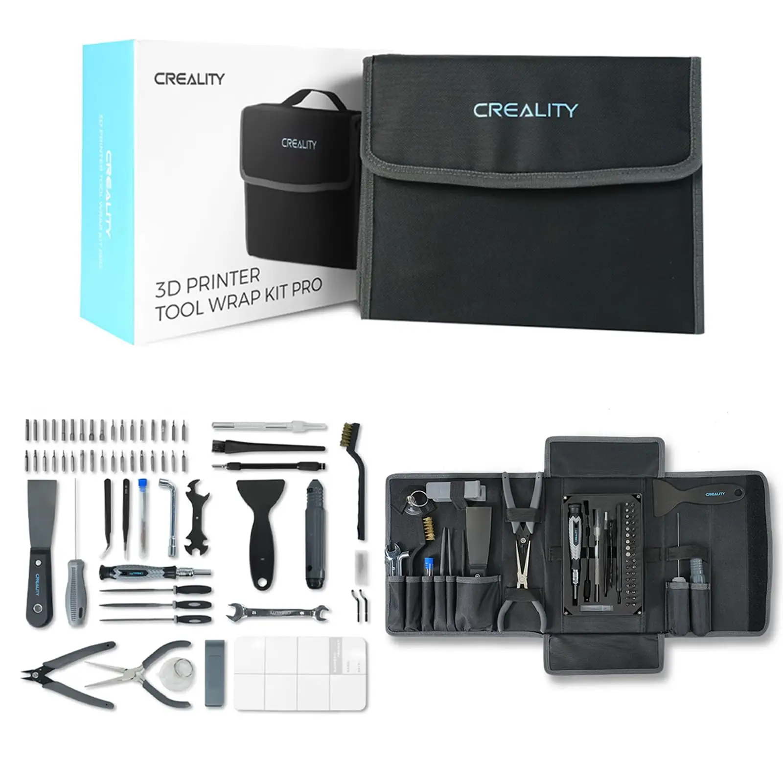 Creality Official 3D Printer Tools Kit, 74 Pcs in 1 3D Printing Tool Wrap Kit 3D printer repair accessories